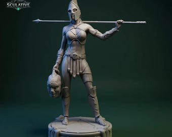 Leonis 3D STL | Fantasy Warrior Statue | Spartan Style Female Fighter 1:6 Scale