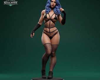 ゴシック調の魅惑的な女性STLファイル｜セクシーなダークファンタジーガール像｜3Dプリント可能なフィギュア｜レジンプリンターモデル｜1/7スケールSTL