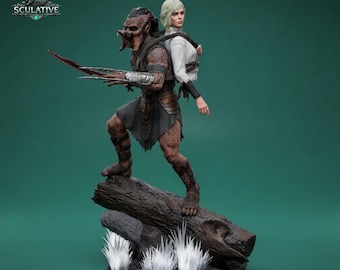 Alien Hunter Duel (plik STL) | Diorama wojownika Predatora Sci-Fi | Figurka do druku 3D | Model żywiczny do drukarki | Skala 1:6 (STL)