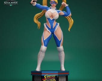 レスラーガールファイターSTLファイル | 女性格闘ゲームキャラクター像 | セクシーな戦闘女性モデル | 3Dプリント可能なフィギュア |