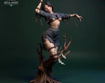 Cursed Horror Girl STL Statue | Dunkler japanischer Folklore-Stil | Digitales 3D-Modell