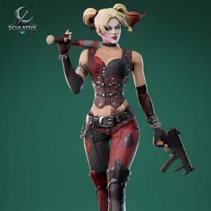Crazy Clown Girl STL Datei für 3D Druck - 1: 6 Bösewicht Statue - Comic Style Figur - Harz STL Digital Download Bild 8