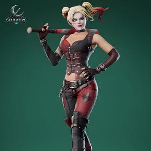 Crazy Clown Girl STL Datei für 3D Druck - 1: 6 Bösewicht Statue - Comic Style Figur - Harz STL Digital Download Bild 11