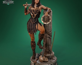 戦士の王女の3Dプリント用STLファイル｜ファンタジー女性レジン像｜ヒロインコレクタブルフィギュア｜ガレージキット｜3Dプリントモデル