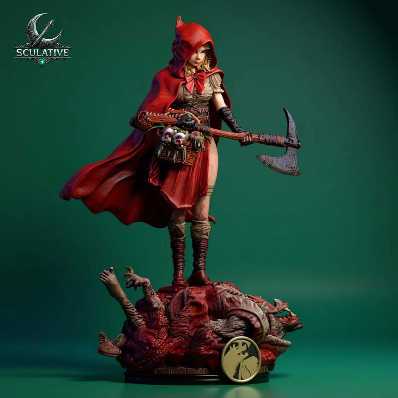 Fantasy female warrior statue STL inspired by dark fairy tale folklore