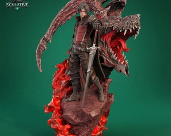 ダークファンタジー戦士STLファイル、デーモンハンター像（3Dプリント用）、1/6スケールコレクタブル樹脂フィギュアモデル、デジタルダウンロード