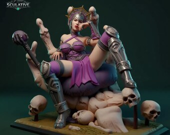 Dark Sorceress Queen STL Miniatur | Evil Fantasy Weibliches Modell mit NSFW Option für 3D Druck