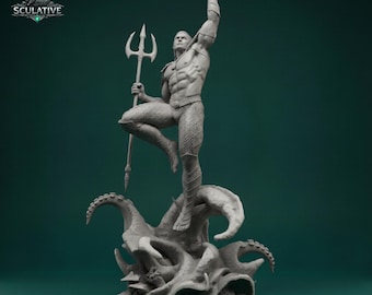 Ocean King STL-Datei für 3D-Druck, Modell einer atlantischen Krieger-Resinstatue, ohne Stützstruktur, 3D-Druckdateien, digitaler Download