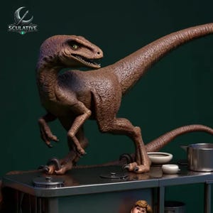 Jurassic Park velociraptor kitchen fan art resin STL