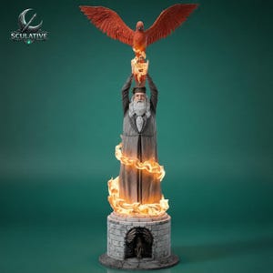 Ancient Wizard Phoenix Ritual STL File | Fantasy Archmage Statue | 3D Printable Figure | Resin Printer Model | 1:6 Scale STL