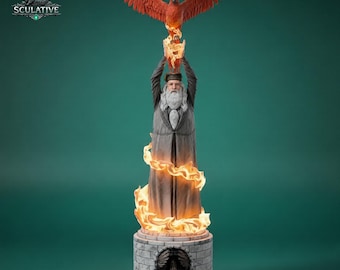 Altes Zauberer-Phönix-Ritual STL-Datei | Fantasy Erzmagier Statue | 3D Druckbare Figur | Harz Drucker Modell | 1:6 Maßstab STTL