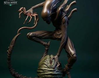 Archivo STL de Xenomorfo a escala 1:10 / Estatua de extraterrestre de ciencia ficción impresa en 3D / Personaje de terror con alto nivel de detalle STL