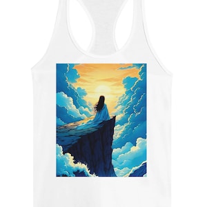 Anime Landscape Edge of Heaven: Ideale racerback-tanktop voor dames | Volgende niveau 1533