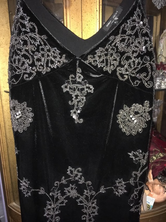 New vintage beaded black velvet cocktail dress