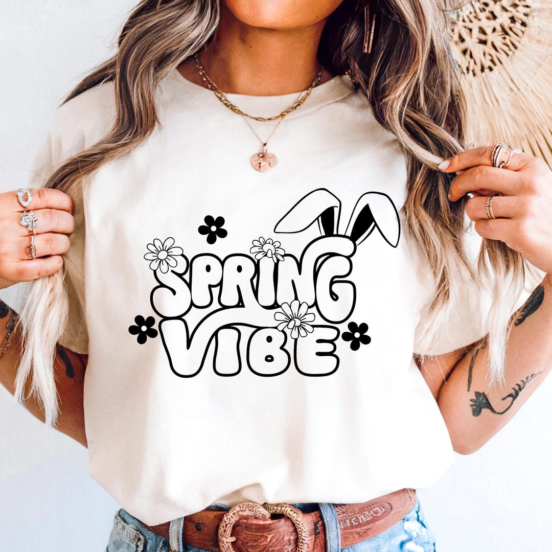 Spring Vibes Shirt, Cute Easter Bunny Tee, Retro Floral Spring T-shirt ...