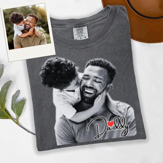 Custom Vintage Photo Dad Shirt, First Fathers Day Sweatshirt,  Personalized Dad Shirt, Daddy Picture TShirt, Emotional Dad Gift Shirt