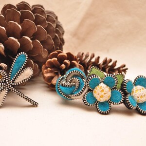 Jewelry set woman gift Hair clip gift for woman Felt flower hair stick Zipper dragonfly felt brooch Romantic hair accessories Pin woodland