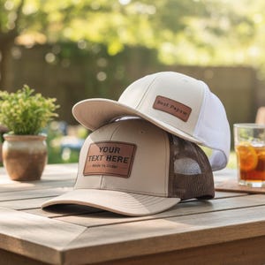 Customized Caps, Groomsmen Trucker Hat, Snapback Hat, Custom Name Hat, Leatherette Patch Hat, Gift Grandpa, Company Gift Bulk 25030501