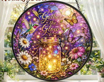 Hummingbird Suncatcher, Gift for Mom Grandma, Floral Window Decor, Butterfly Garden Art, Mother’s Day Gift, Nature Lover Gift