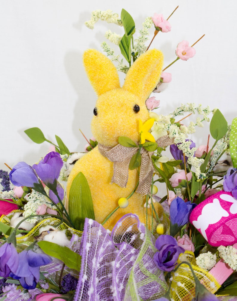 bunny-basket-arrangement-easter-bunny-centerpiece-easter-etsy