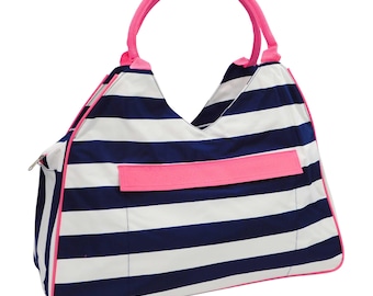 Personalized Waterproof Beach Bag - Large Travel Tote with Zipper - Summer Pool Bag with Front Pocket - Monogram Gift for Her