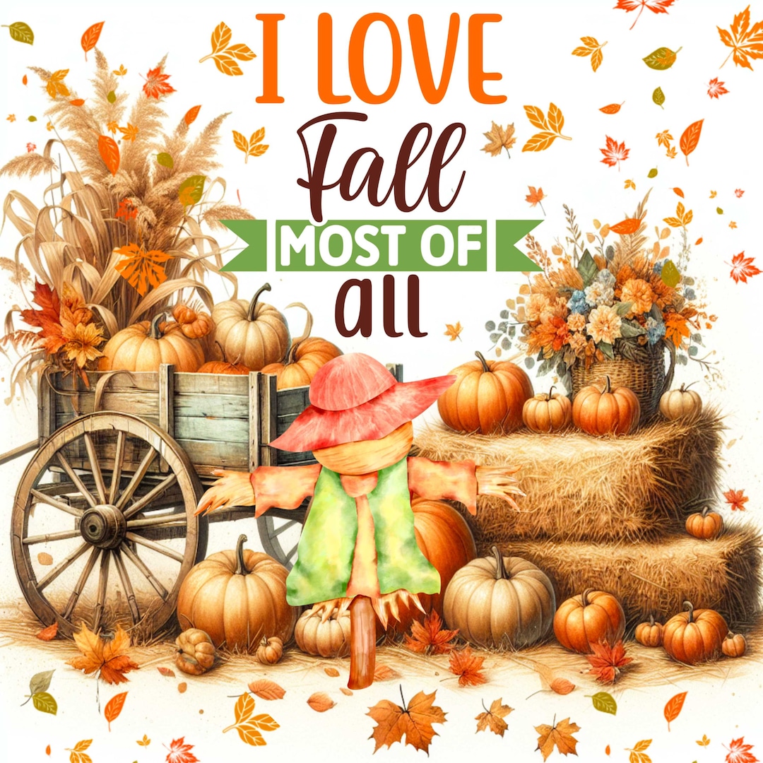 I Love Fall Most of All 10" X 10" Wreath Sign - Rustic Autumn Decor ...