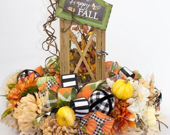 Fall Lantern Surround, Floral for Fall Lantern, Autumn Centerpiece