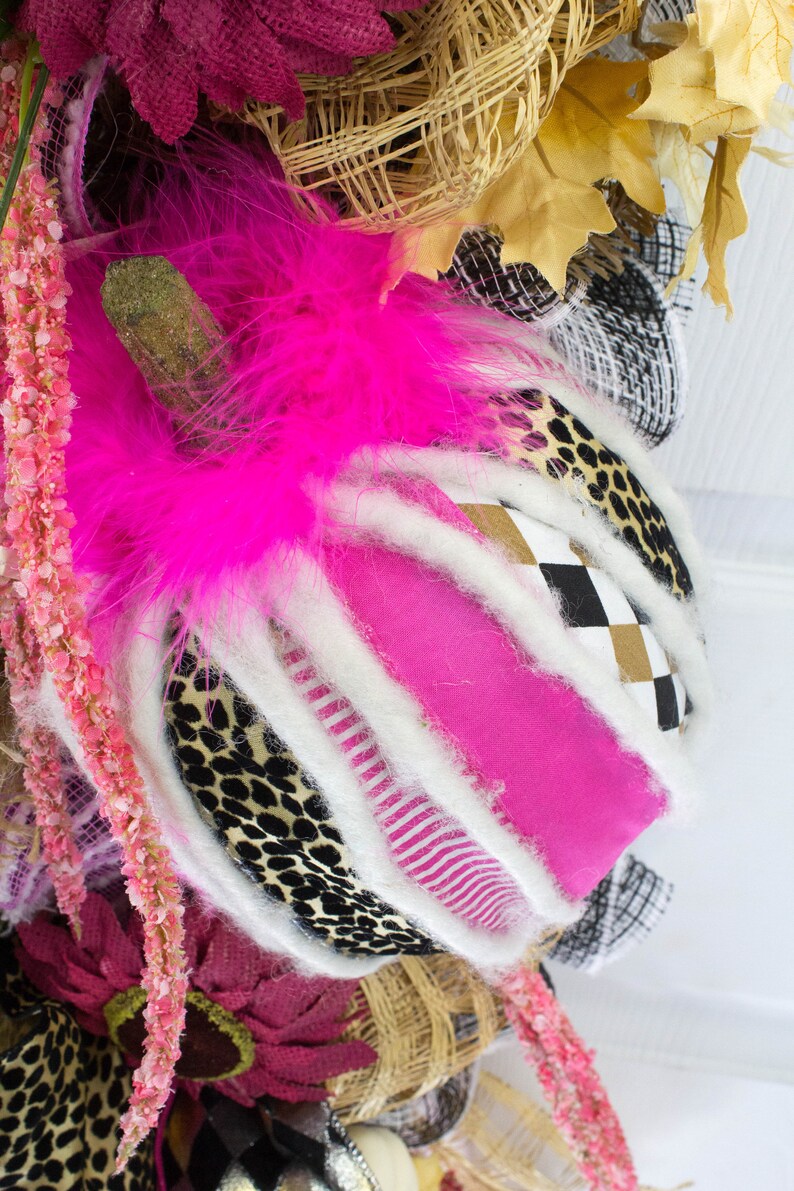 Leopard Print Pink Fall Swag Pink Front Door Fall Decor - Etsy