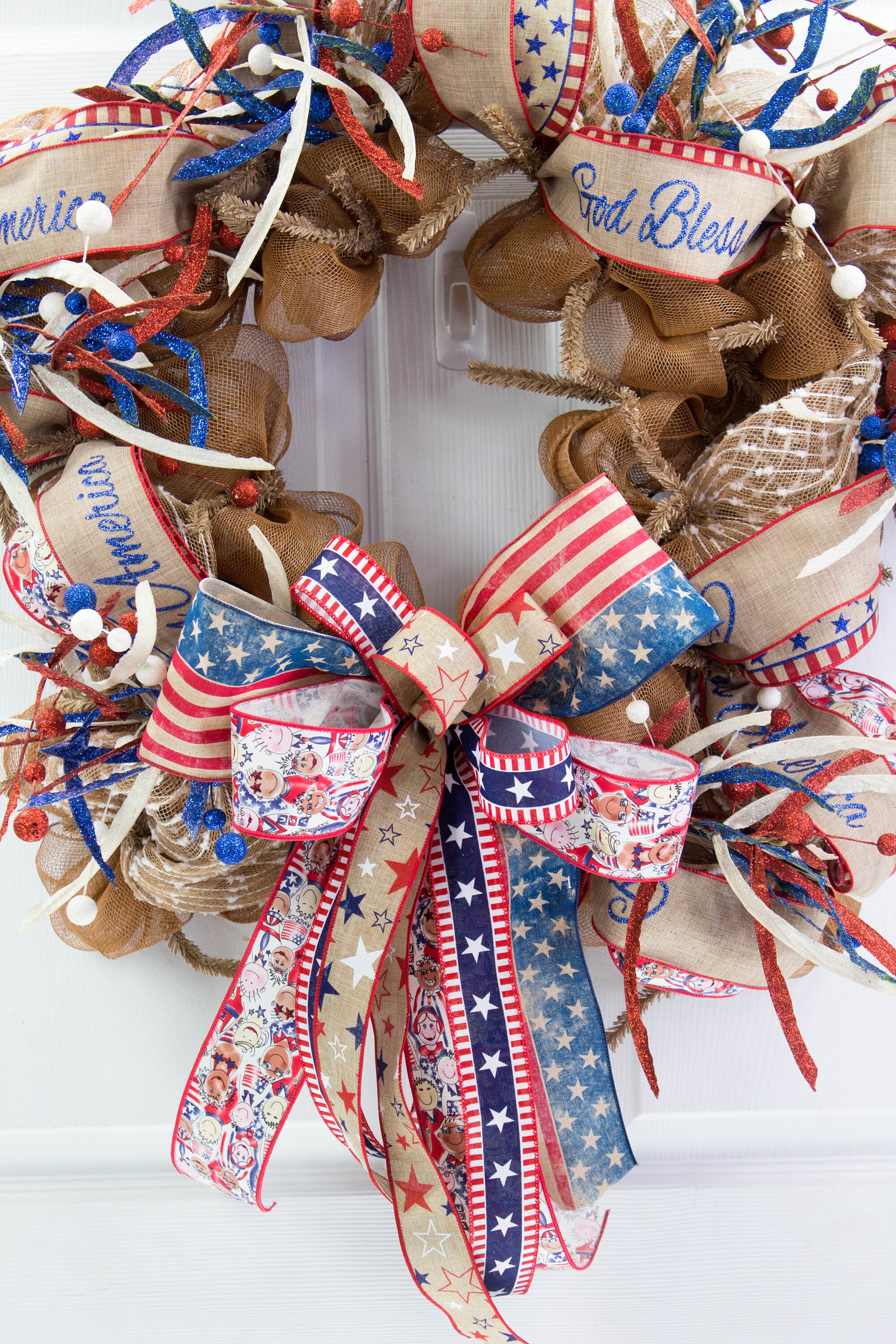 Patriotic Star Wreath Red White Blue Wreath Front Door - Etsy