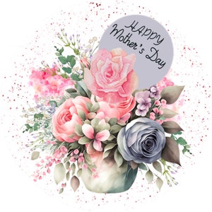Happy Mother&#39;s Day Floral Metal Wreath Sign, Mother&#39;s Day Sign