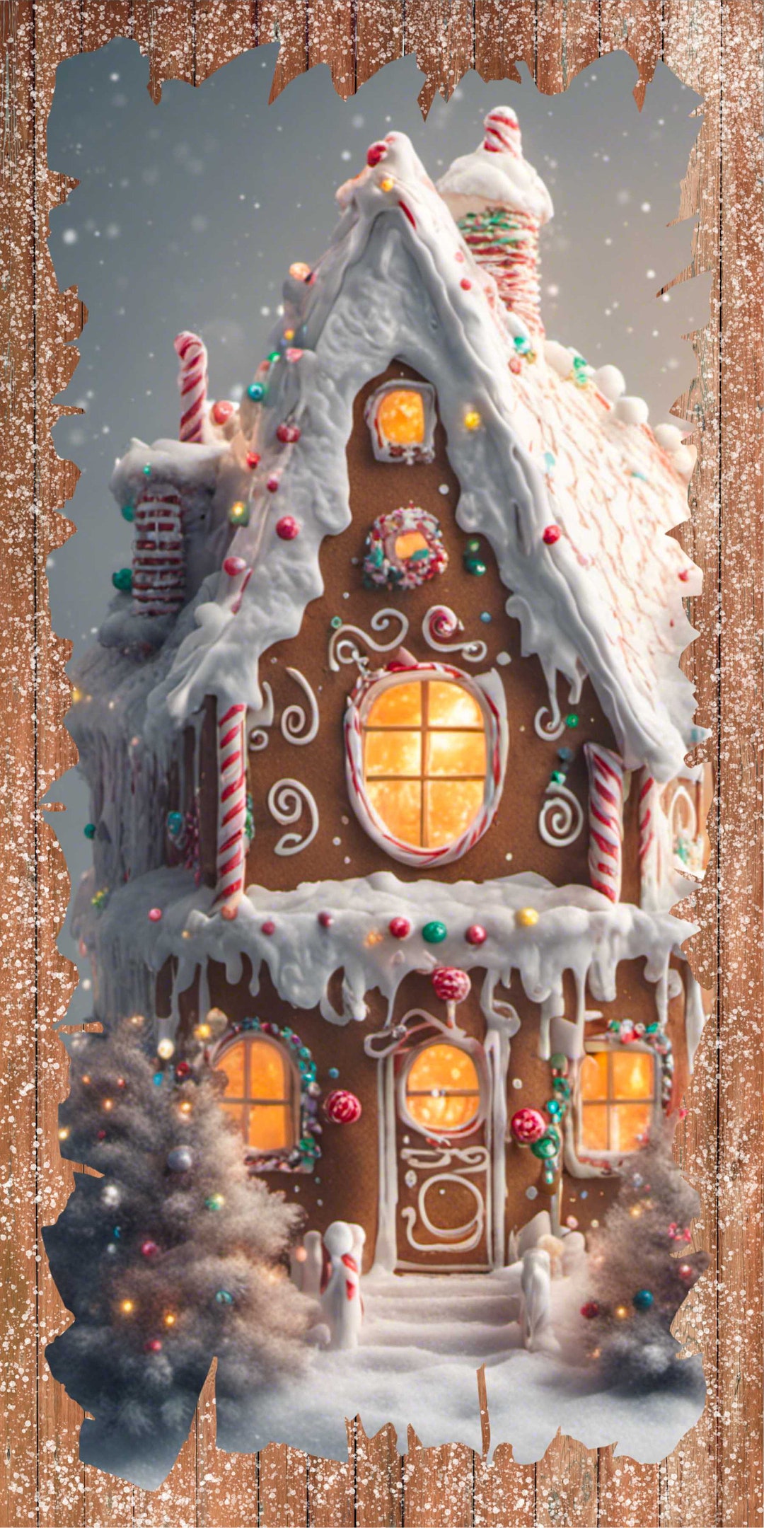 Festive Gingerbread House Metal Wreath Sign - 6" X 12" Christmas Decor ...