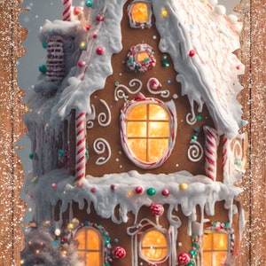 Festive Gingerbread House Wreath Sign - 6&quot; x 12&quot; Christmas Decor - Rustic Holiday Decoration