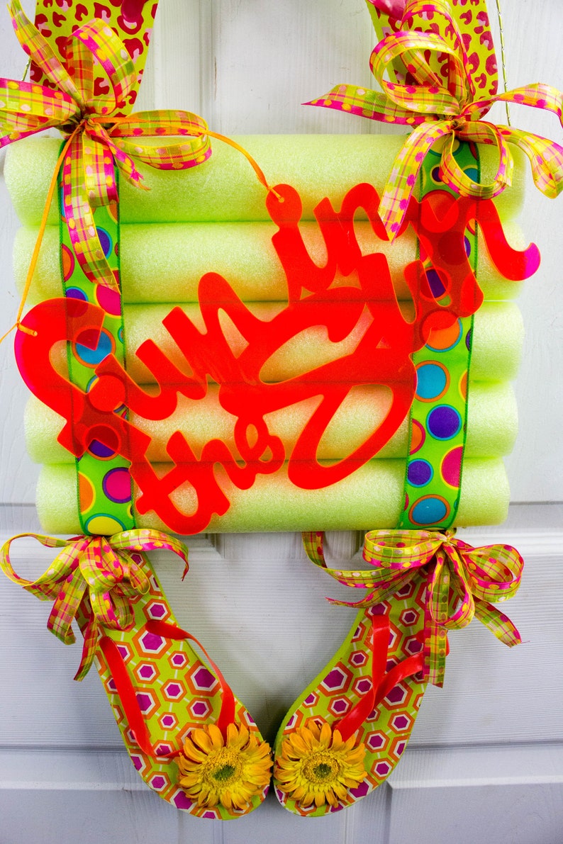 Summer Door Hanger Flip Flops Pool Noodle Hanger Storm Door Etsy