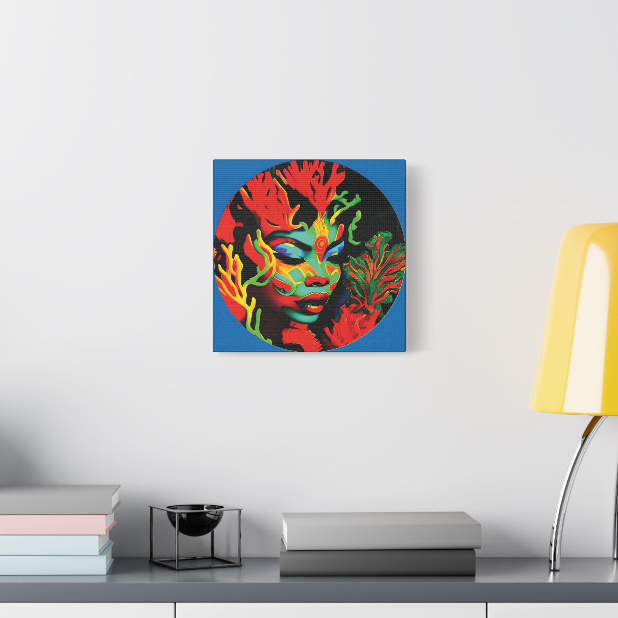 Coral Girl Circle Canvas Wall Art