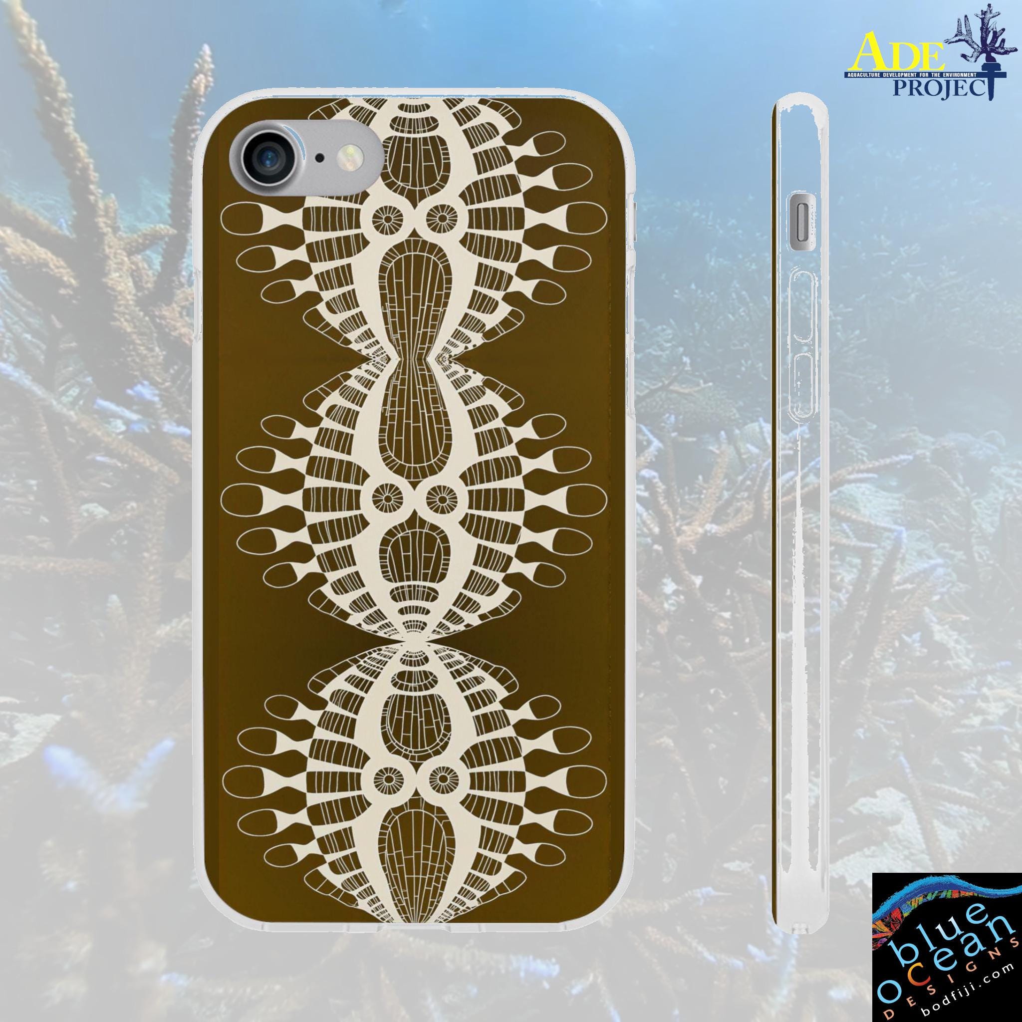 Abstract Urchin Brown iPhone Flexi Case - Walt Smith Fiji Ocean Art - Supports ADE Reef Restoration