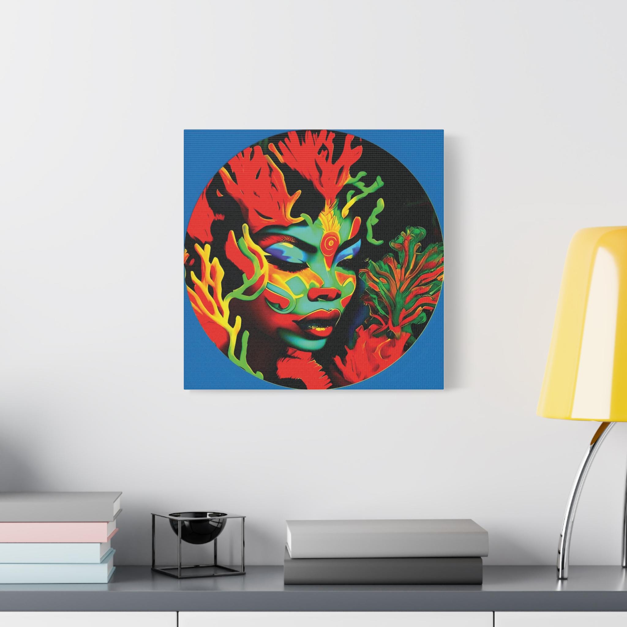 Coral Girl Circle - Canvas Wall Art