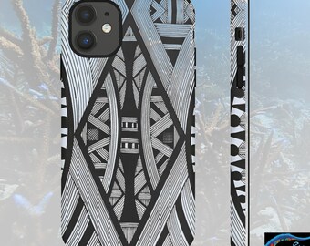 Black & White Tribal Lines iPhone Tough Case - Walt Smith Fiji Ocean Art - Supports ADE Reef Restoration