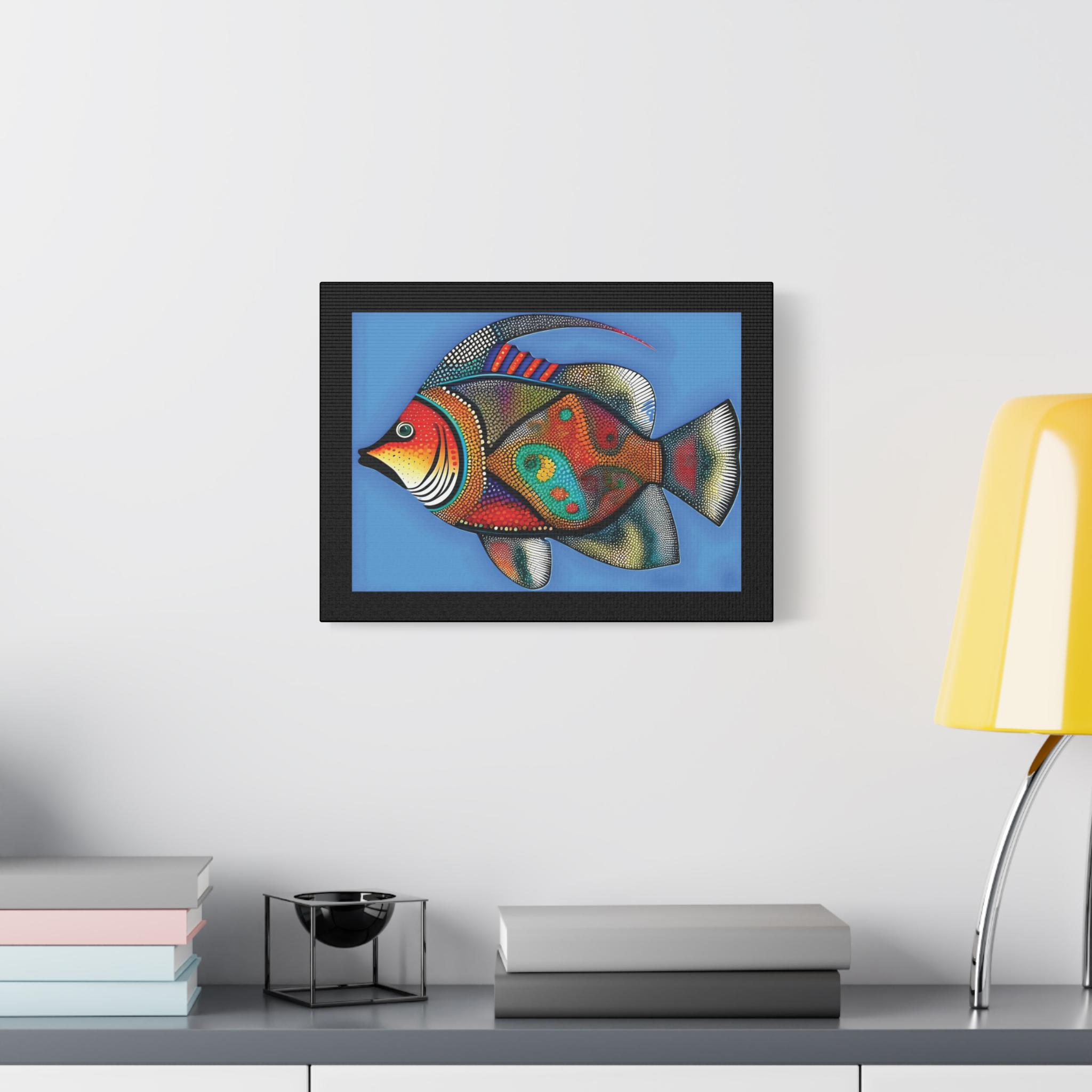 Fish On Blue Canvas Wall Art