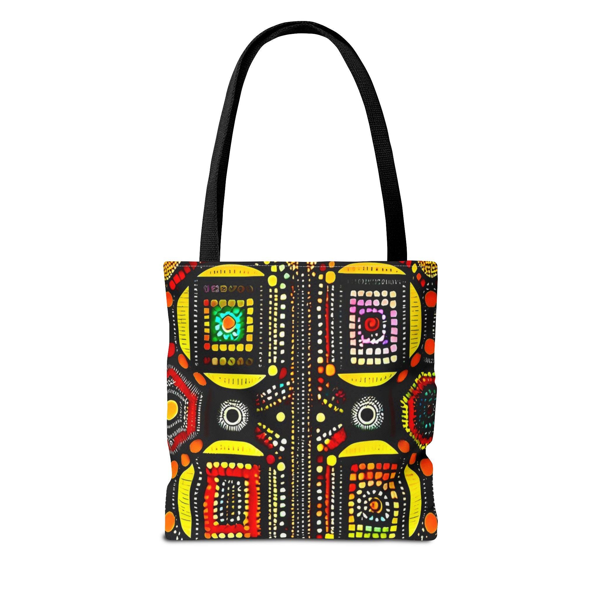 Abstract Tribal Dot Pattern Tote Bag | Colorful Geometric Artwork