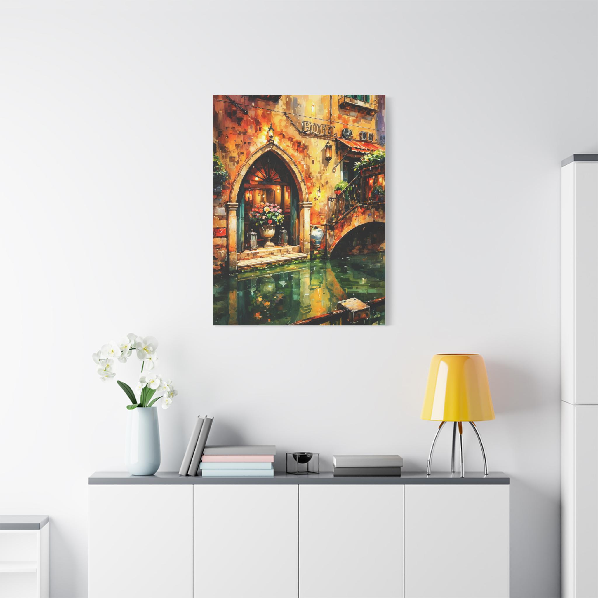 Venetian Canal Hotel Entrance Matte Canvas
