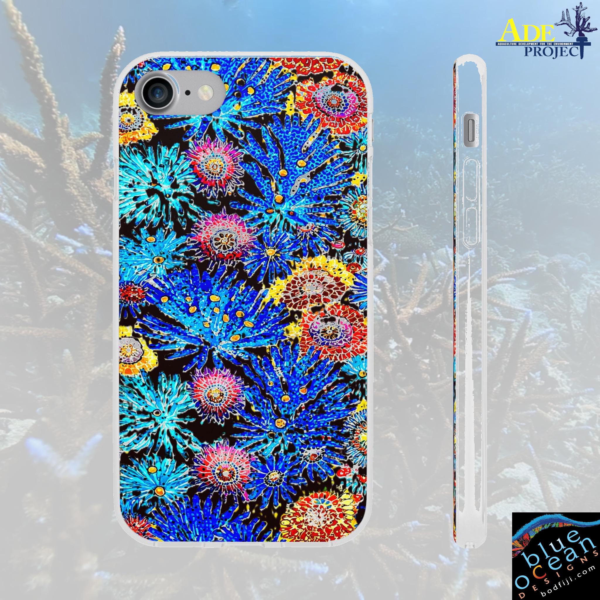 Coral Explosion iPhone Flexi Case - Walt Smith Fiji Ocean Art - Supports ADE Reef Restoration