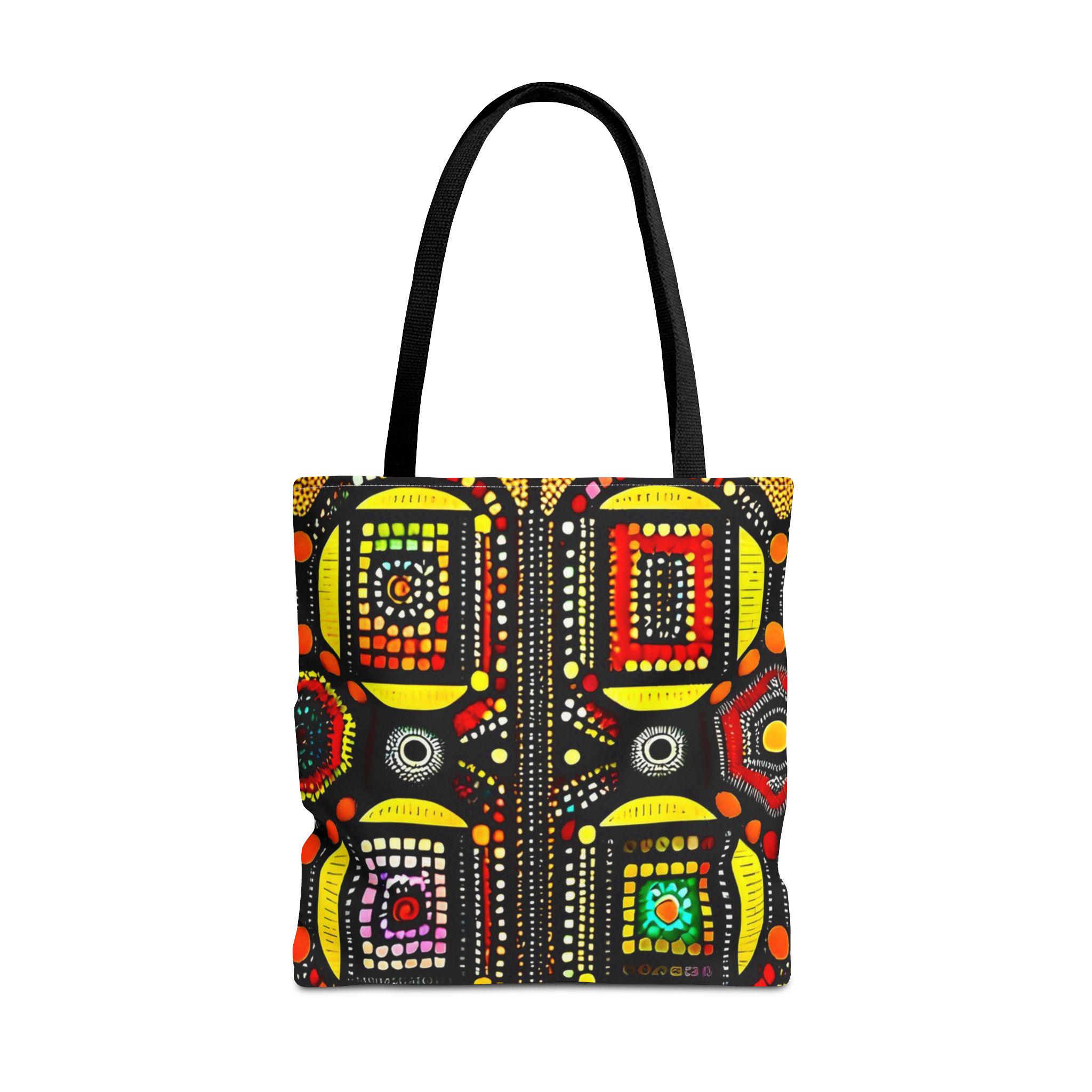 Abstract Tribal Dot Pattern Tote Bag | Colorful Geometric Artwork