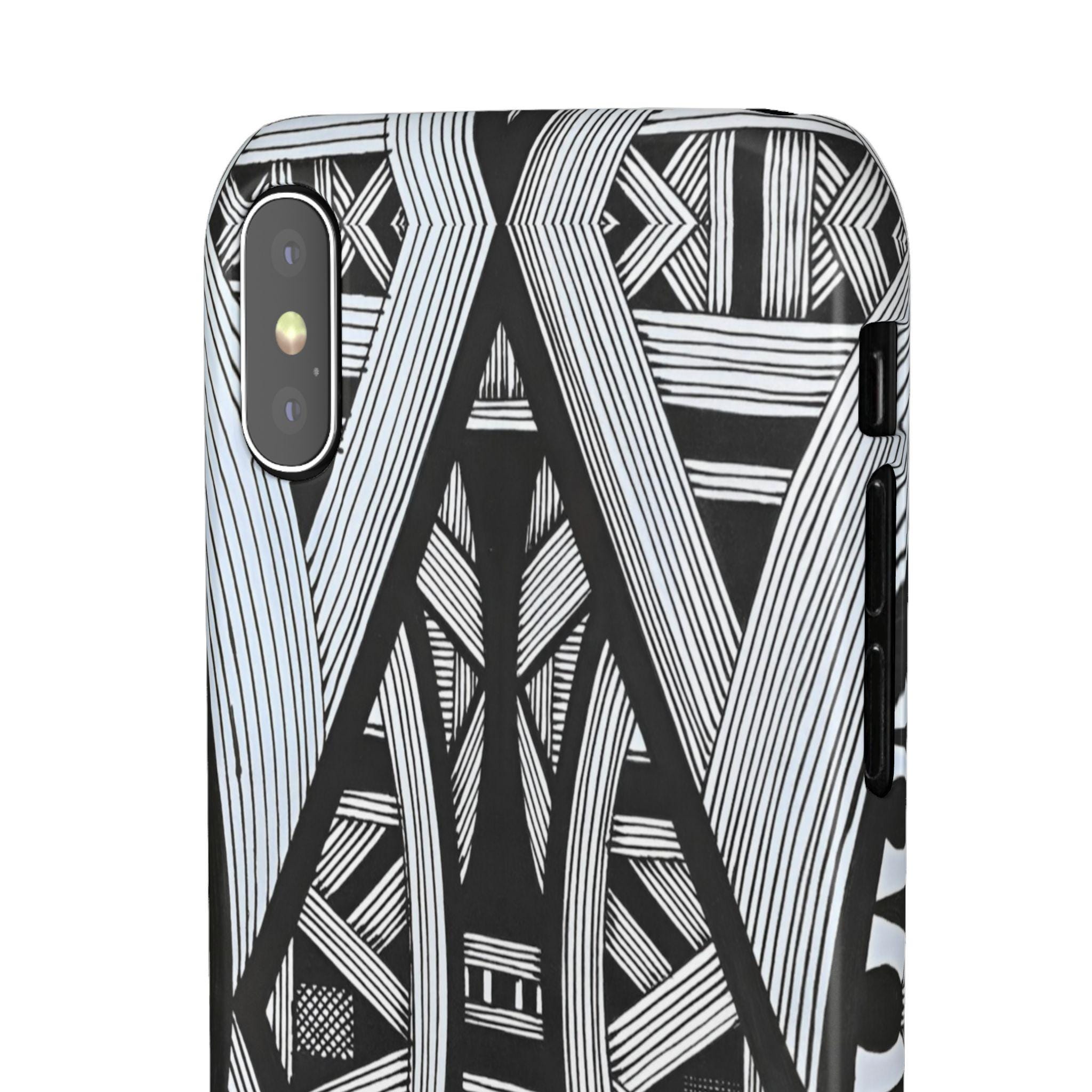 Black & White Tribal Lines iPhone Snap Case - Walt Smith Fiji Ocean Art - Supports ADE Reef Restoration