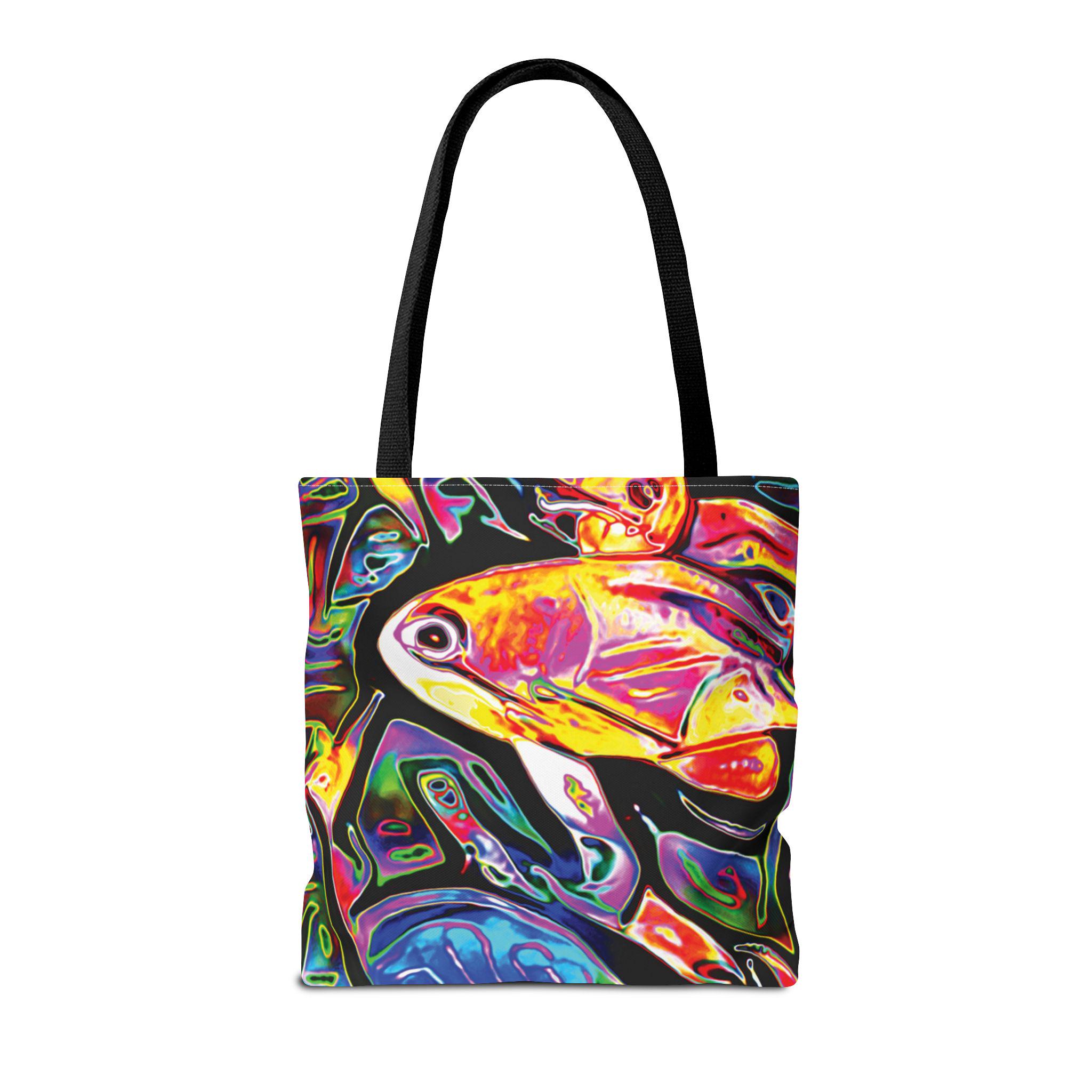 Colorful Tropical Fish Tote, Vibrant Abstract Aquarium Print