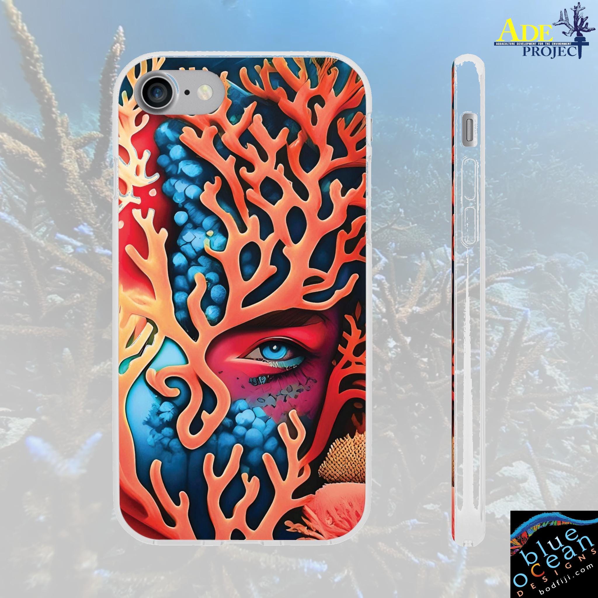 Hidden Reef iPhone Flexi Case - Walt Smith Fiji Ocean Art - Supports ADE Reef Restoration