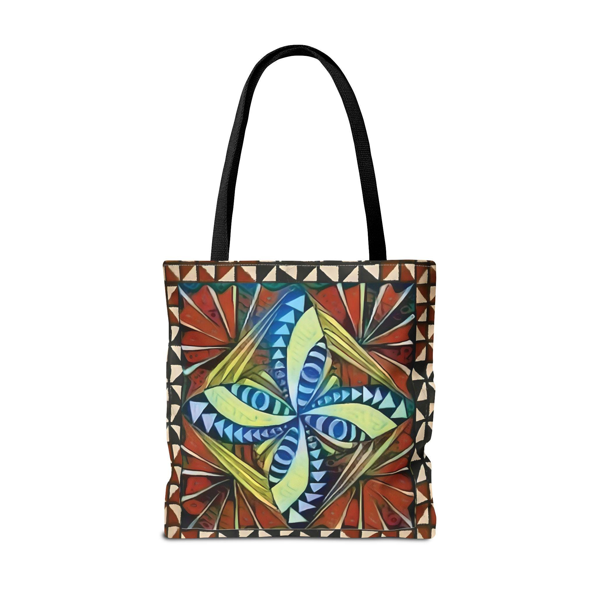 Geometric Starburst Pattern Tote Bag | Colorful Abstract Tribal Design
