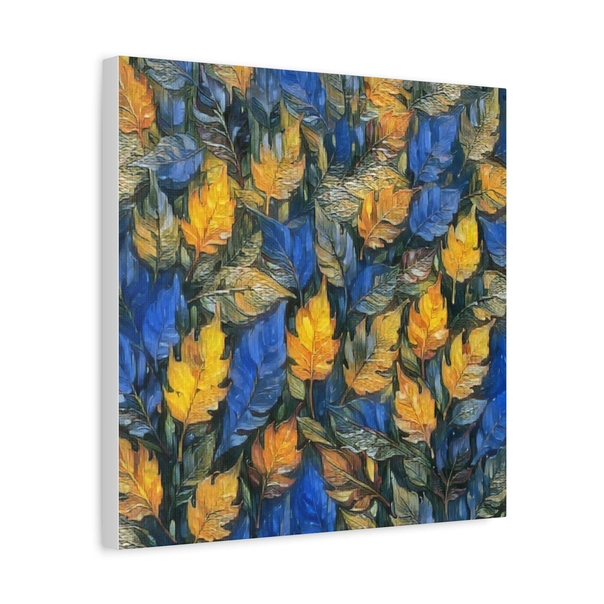 Blue and Gold Leaf - Canvas Wall Art