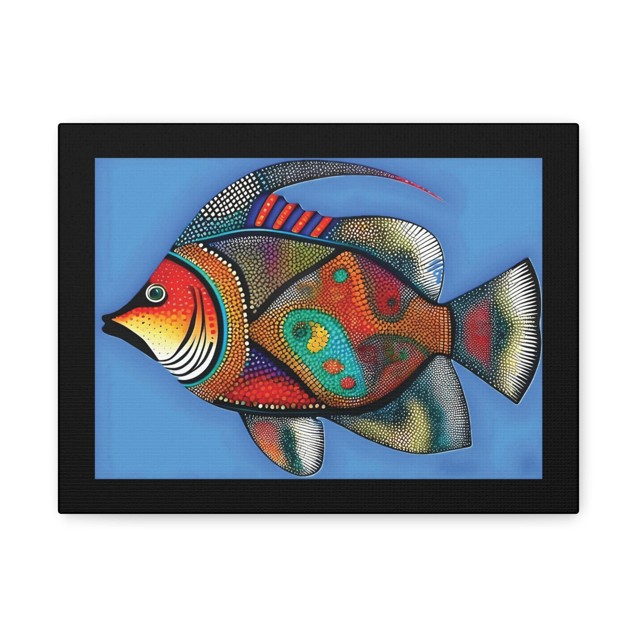 Fish On Blue Canvas Wall Art