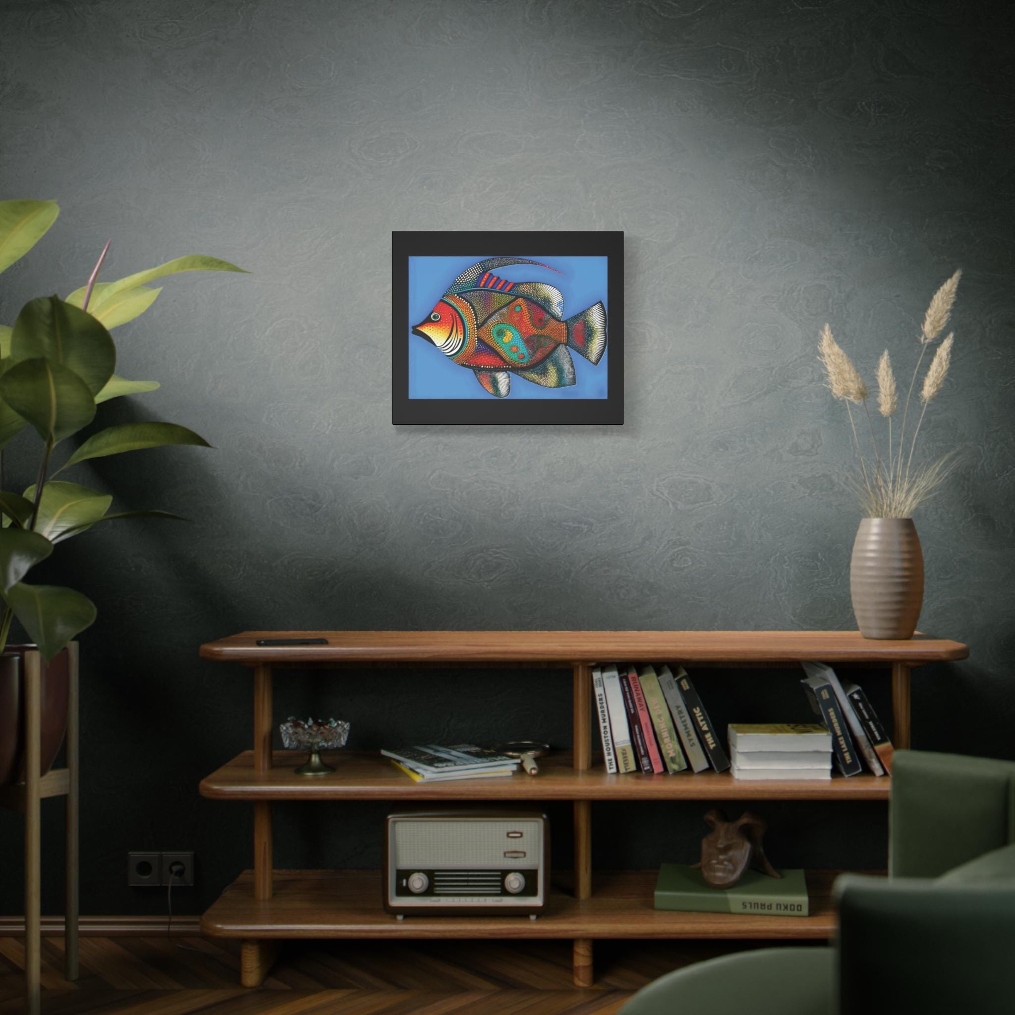 Fish On Blue Canvas Wall Art