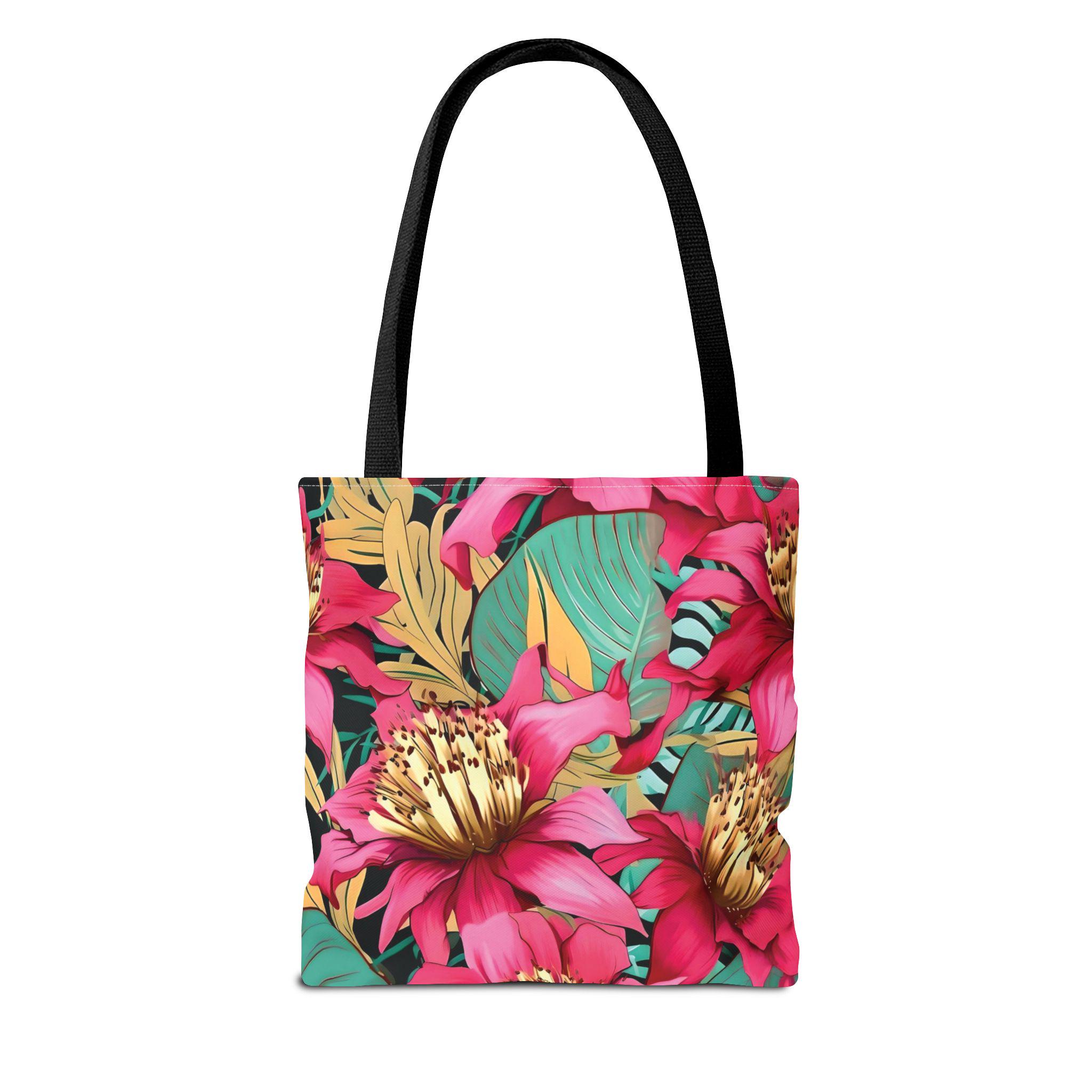 Bright Pink Tropical Floral Tote Bag | All Over Print